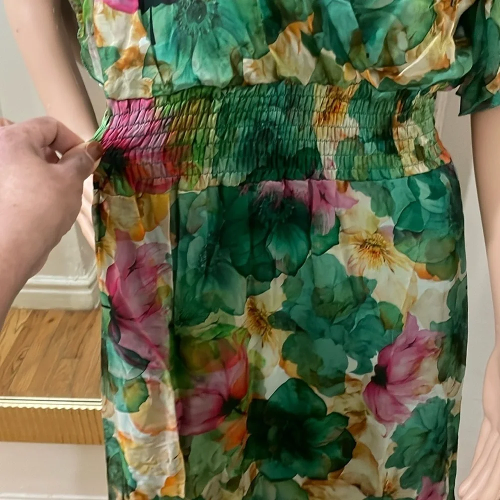 Le Ragazze Green Floral Dress made in Italy